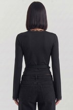 Zaya Wrap Blouse with Lace Details