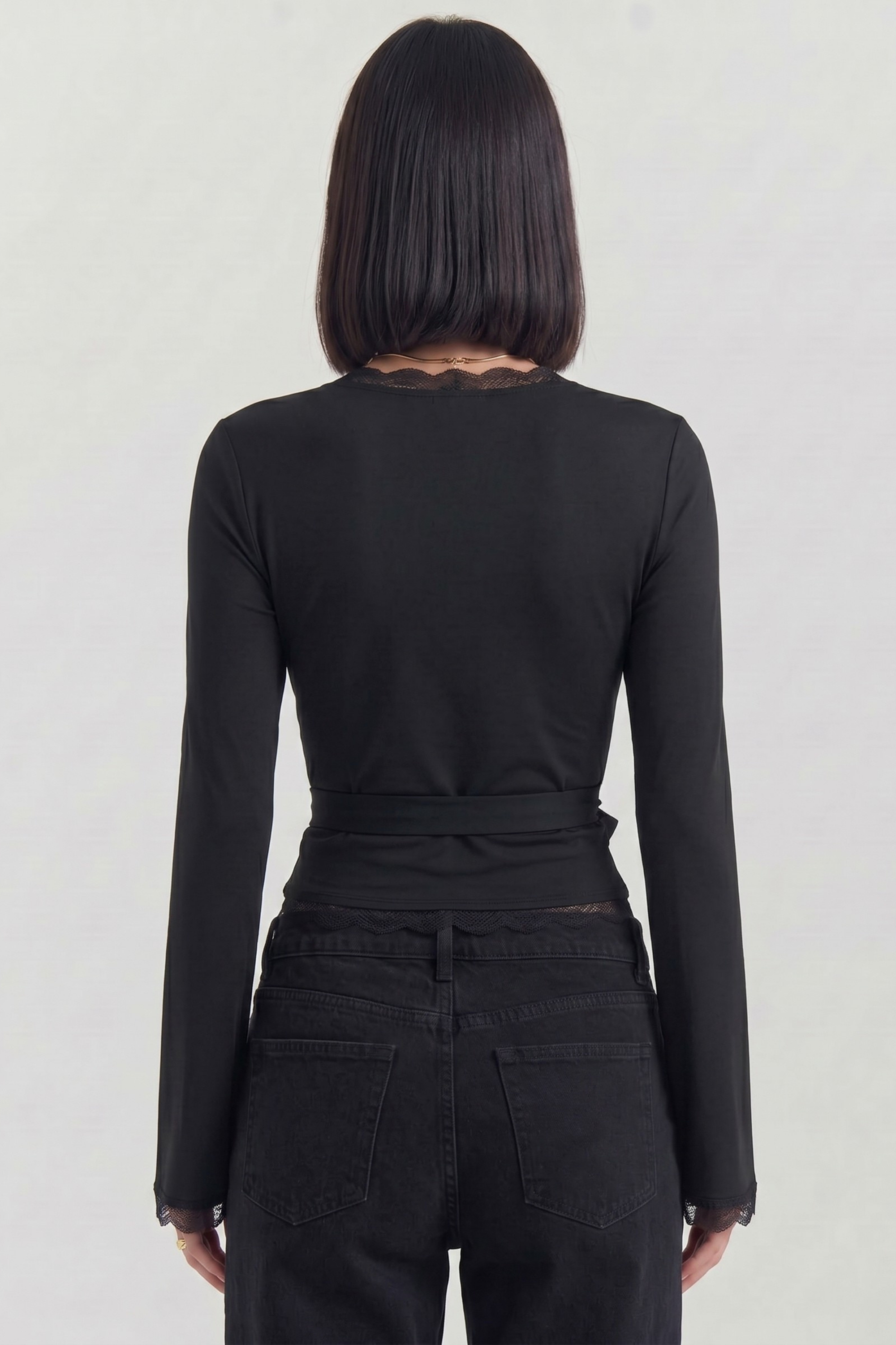 Zaya Wrap Blouse with Lace Details