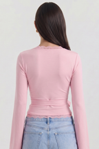 Zaya Wrap Blouse with Lace Details