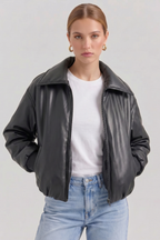 Zoe Oversized Faux Leather Bomber Jacket