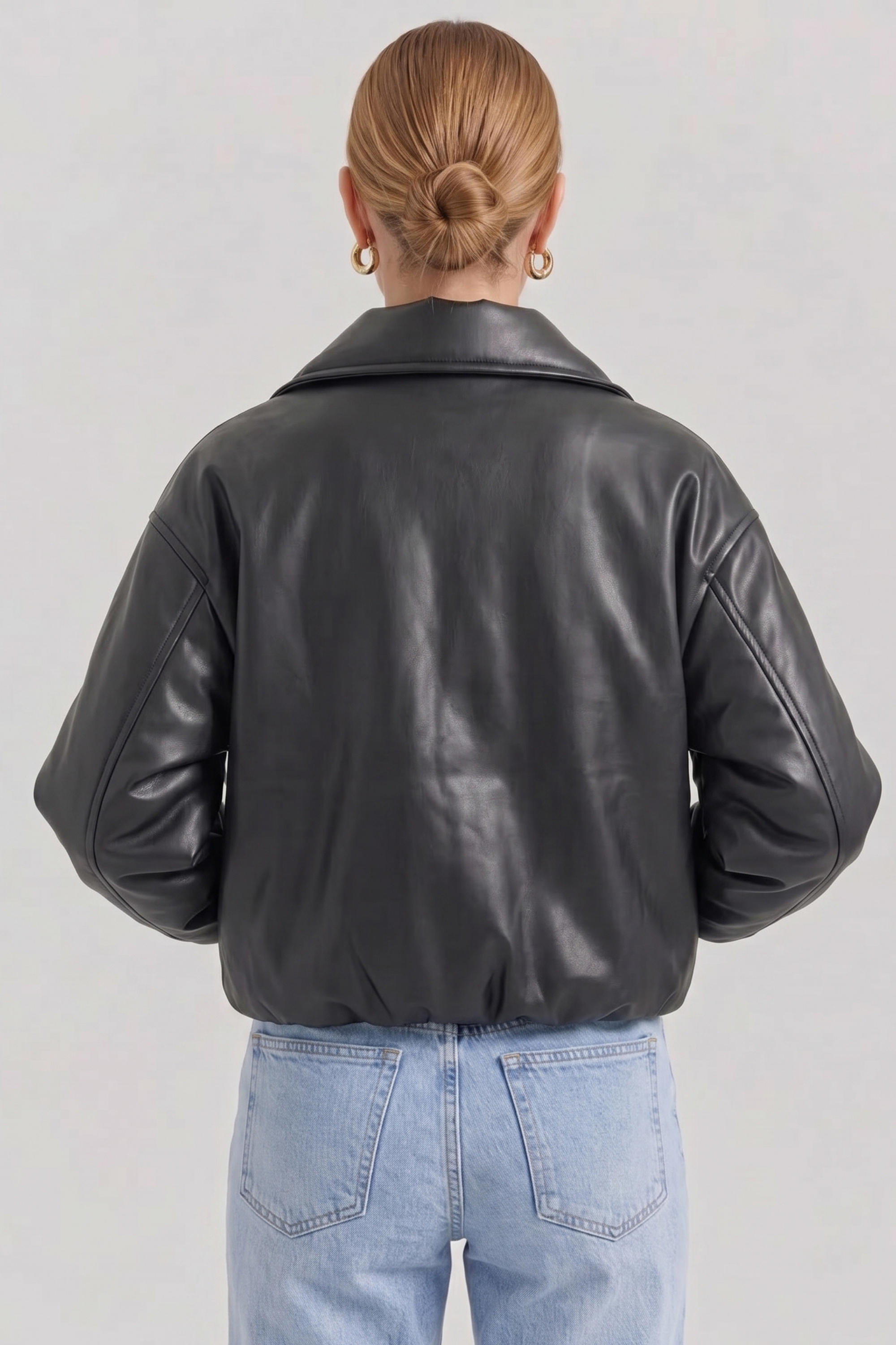 Zoe Oversized Faux Leather Bomber Jacket