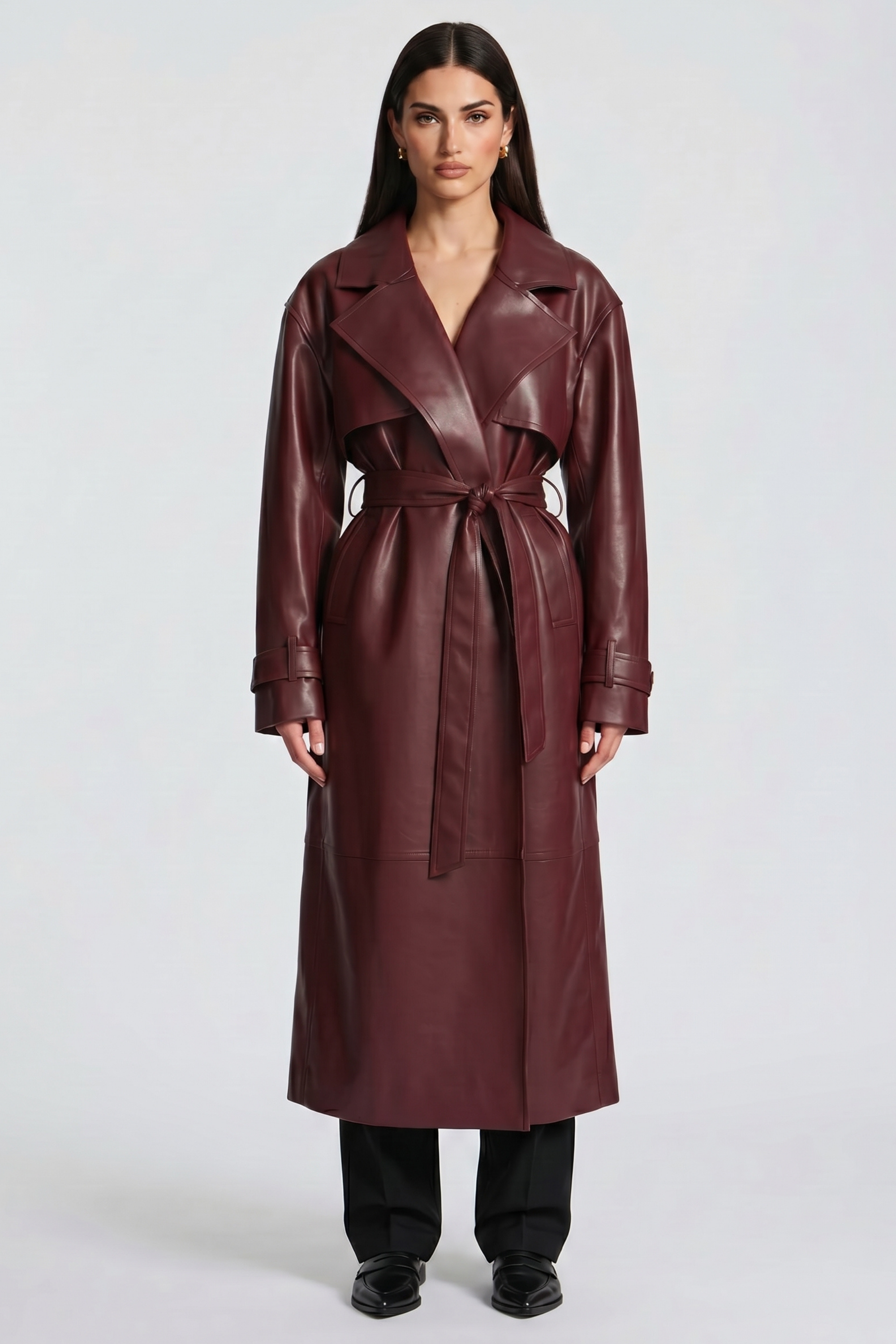 Felícia Faux Leather Trench Coat