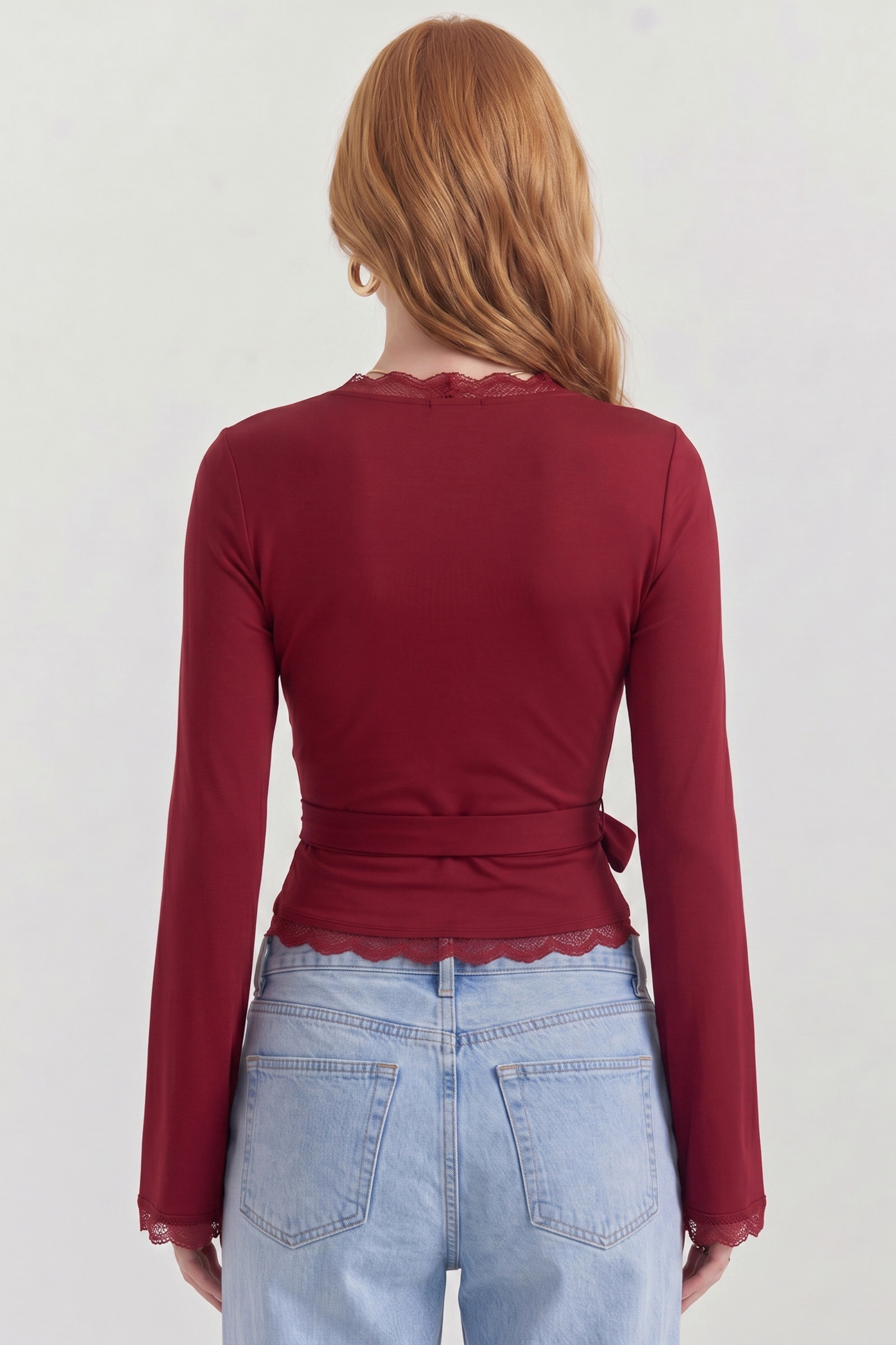 Zaya Wrap Blouse with Lace Details