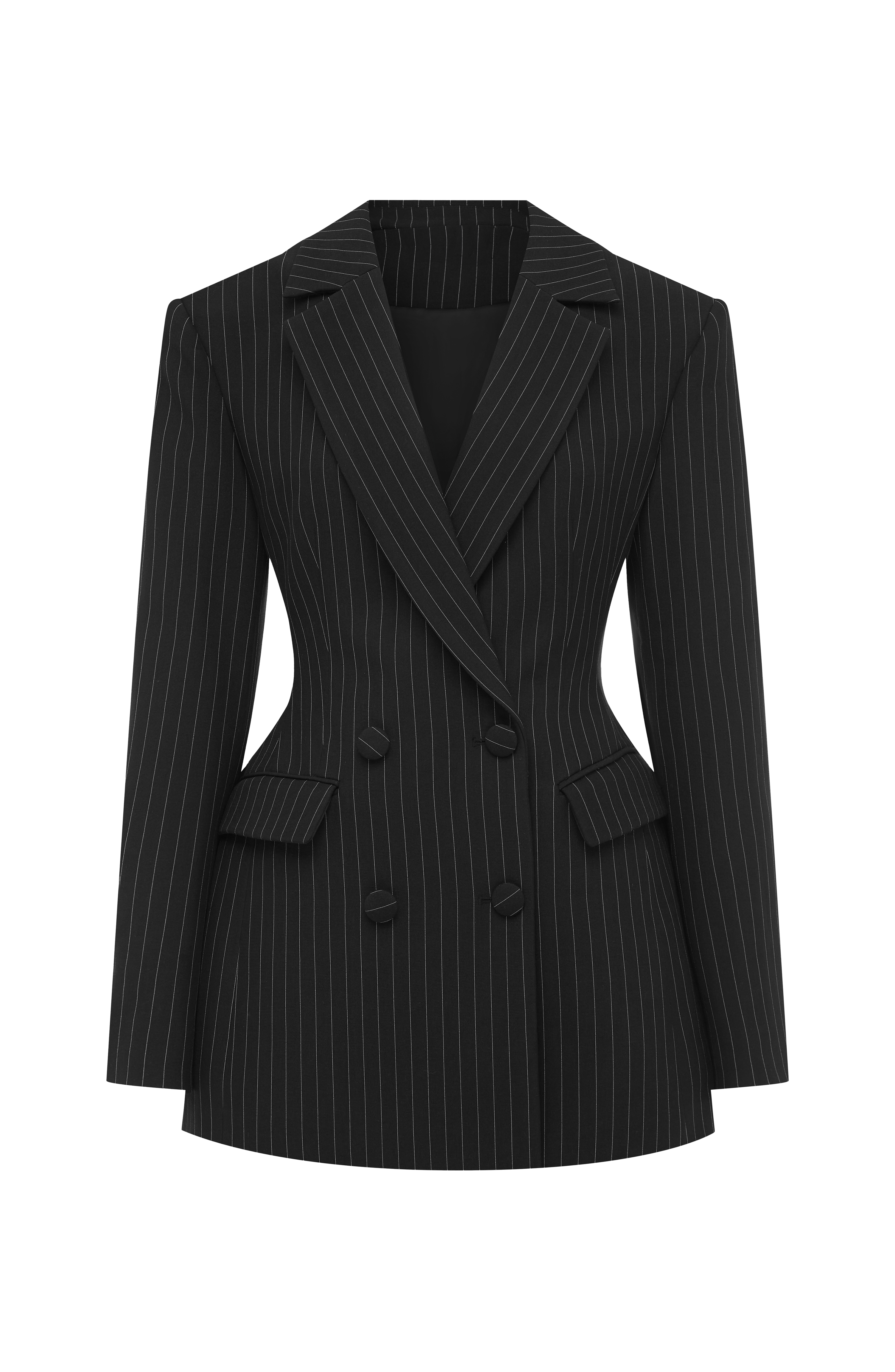 Elvira Mini Dress - Black Pinstripe