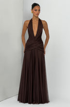 Cleo Maxi Dress - Plum Brown