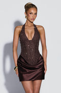 Adessa Mini Dress - Plum Brown