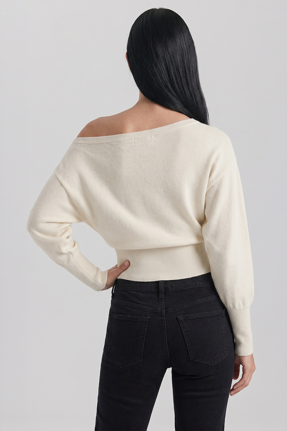Off-Shoulder Long-Sleeve Blouse