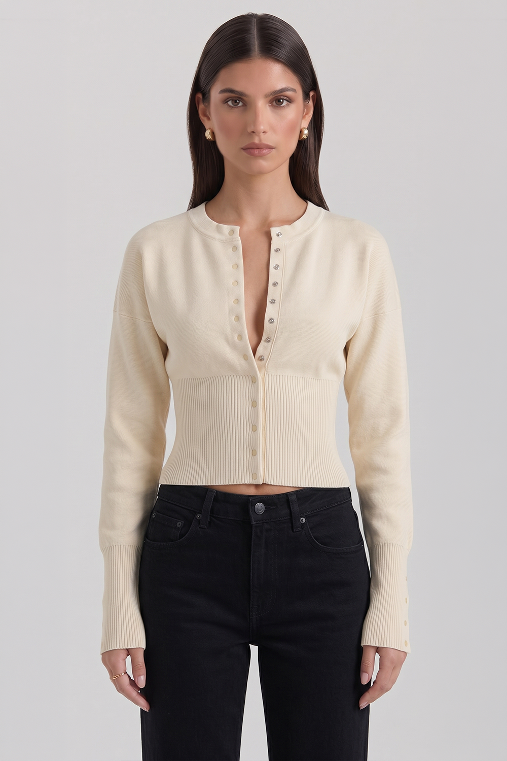 Natasha Tailored Bustier-Style Knit Cardigan