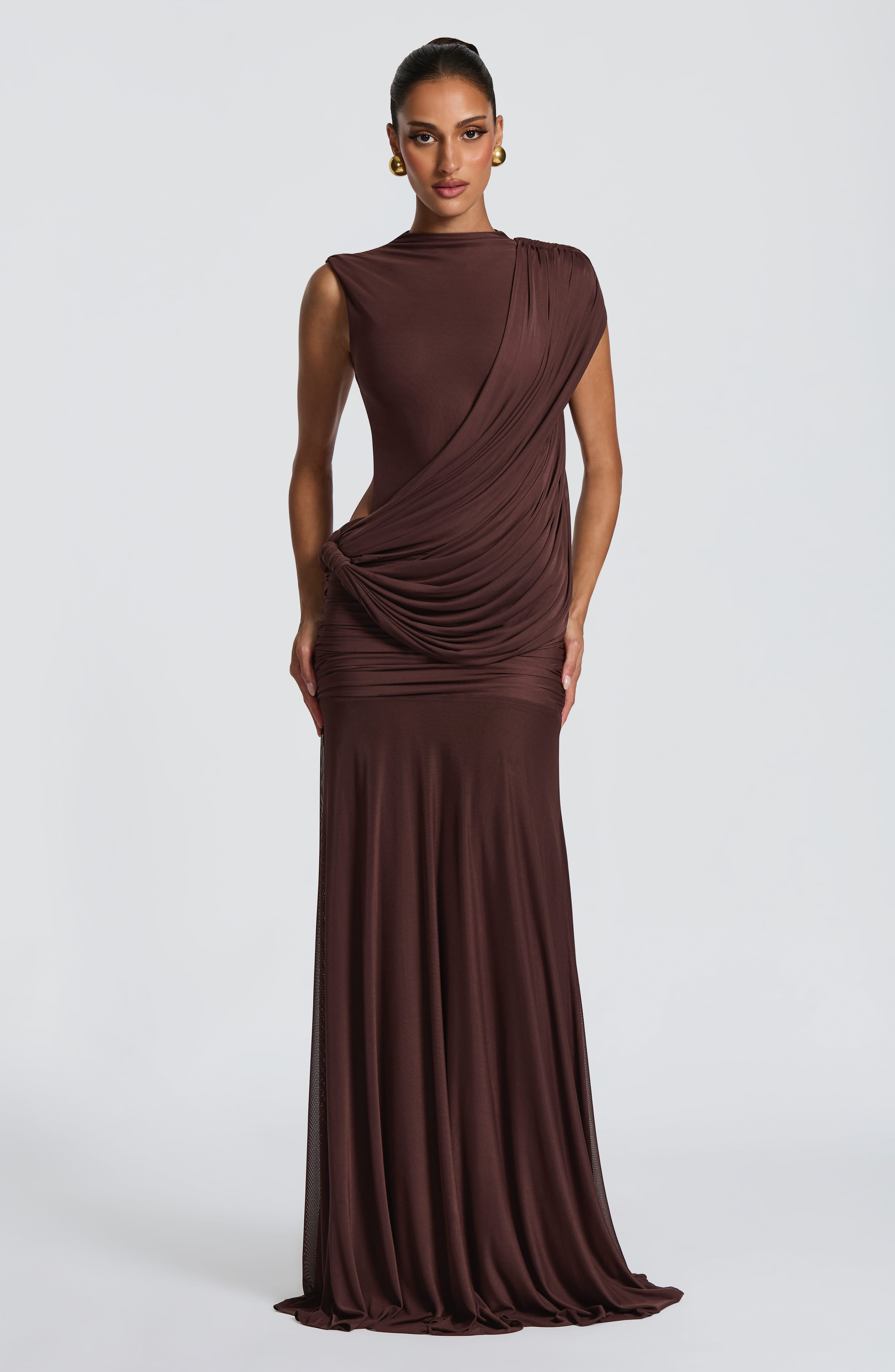 Mireya Maxi Dress - Plum Brown