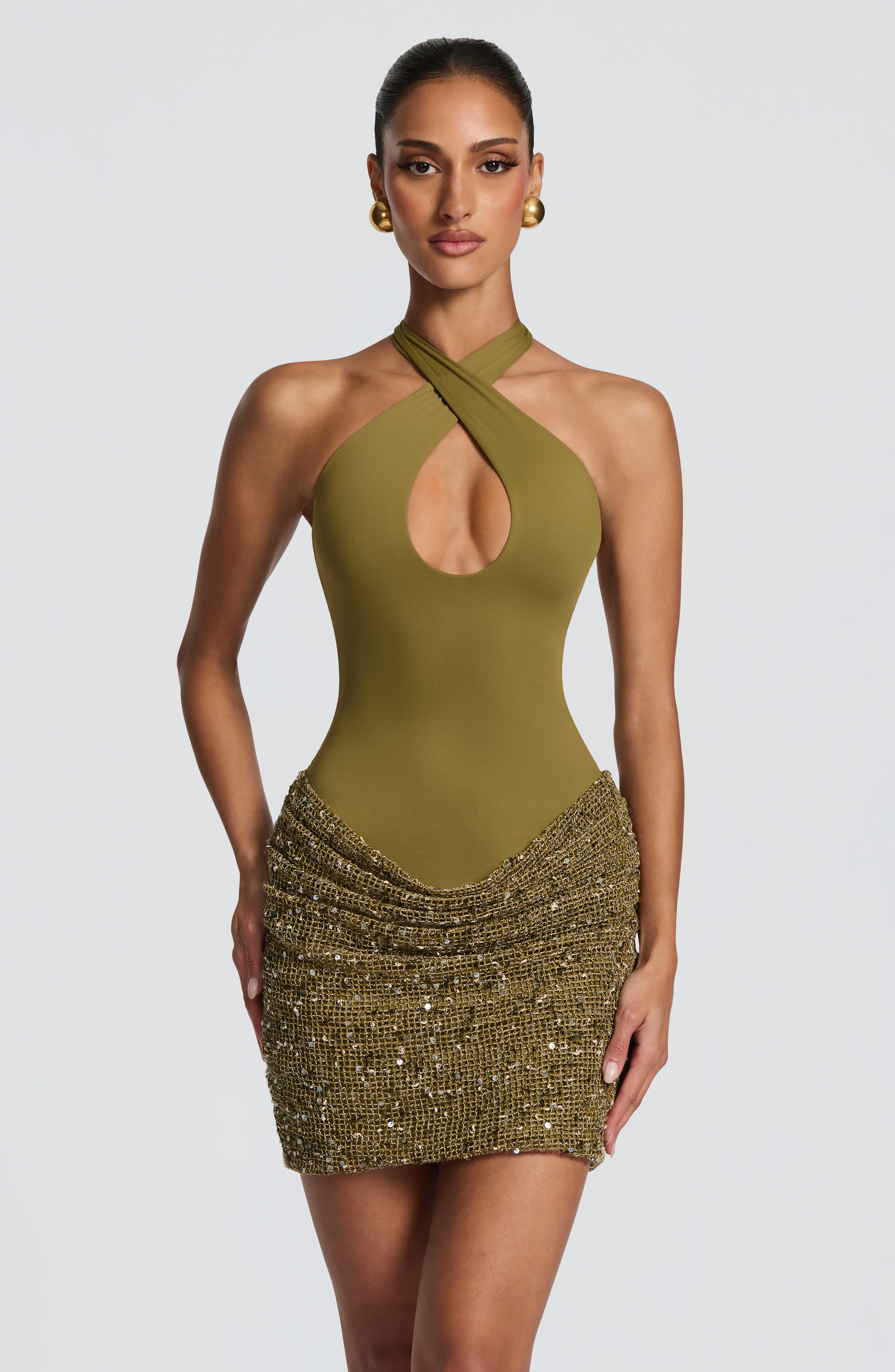 Solea Mini Dress - Deep Olive