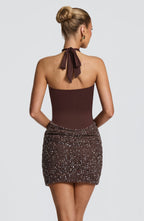 Solea Mini Dress - Plum Brown