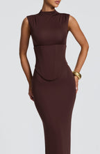 Soline Maxi Dress - Plum Brown