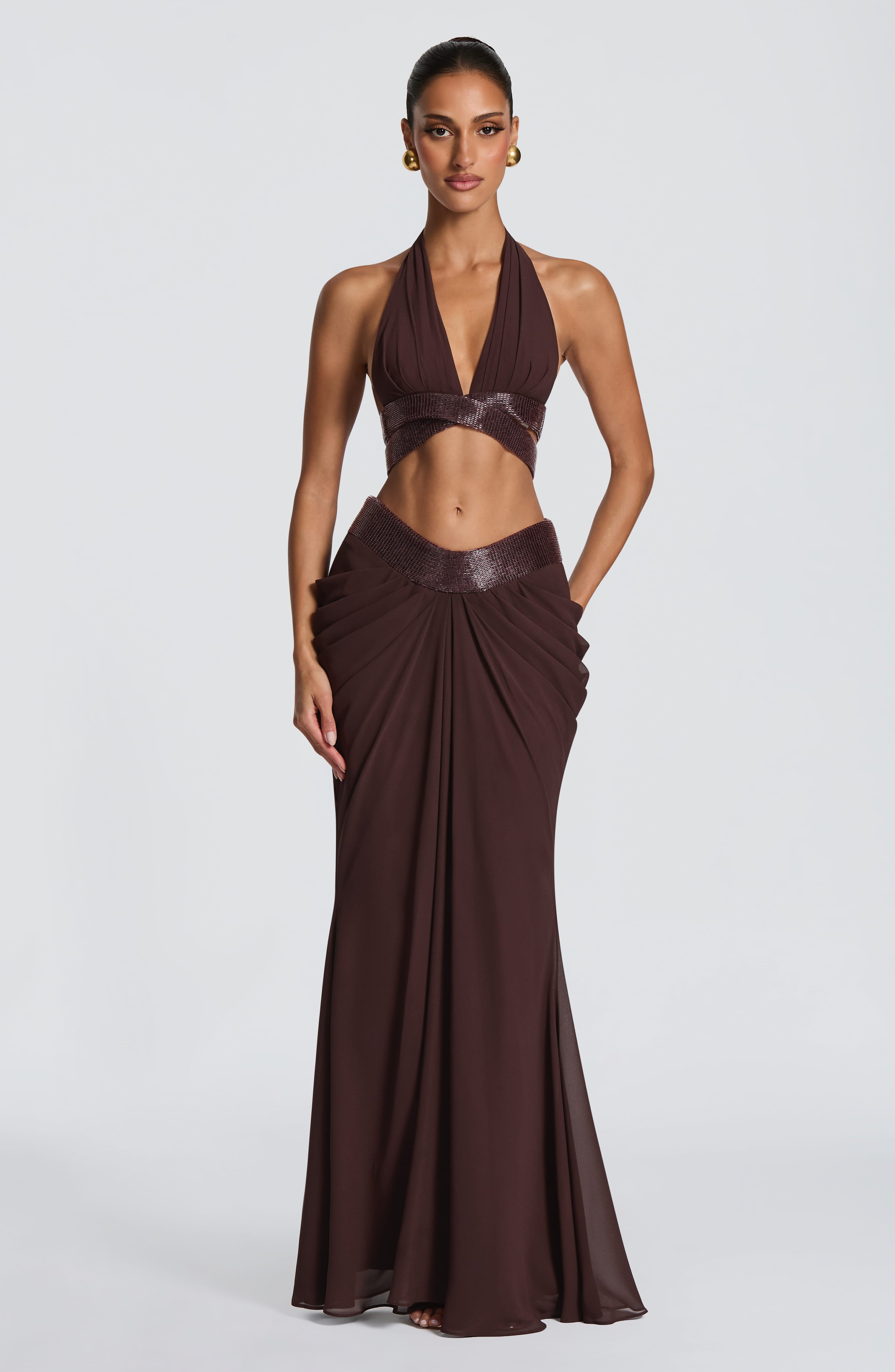 Sophie Maxi Skirt - Plum Brown