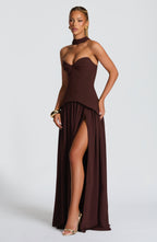 Vietta Maxi Dress - Plum Brown