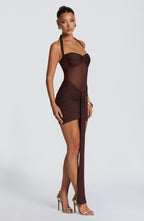 Vixen Mini Dress - Plum Brown